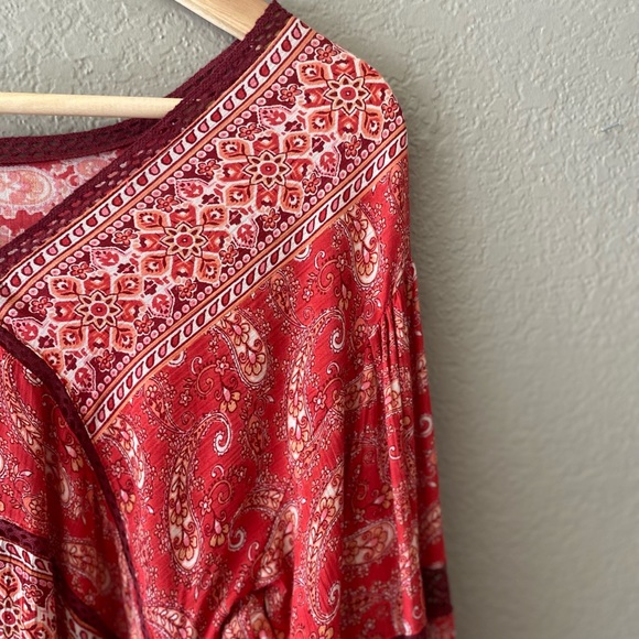 FREE PEOPLE LUNA RED SCARF DRESS/TUNIC - Picture 3 of 9